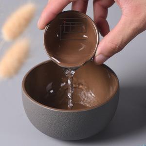 功夫茶具套装茶杯洗 茶道配件小号陶瓷建水 日式抹茶碗定制