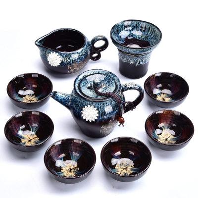 陶瓷窑变功夫茶具套装家用鎏银泡茶器泡茶壶茶杯茶海茶道配件